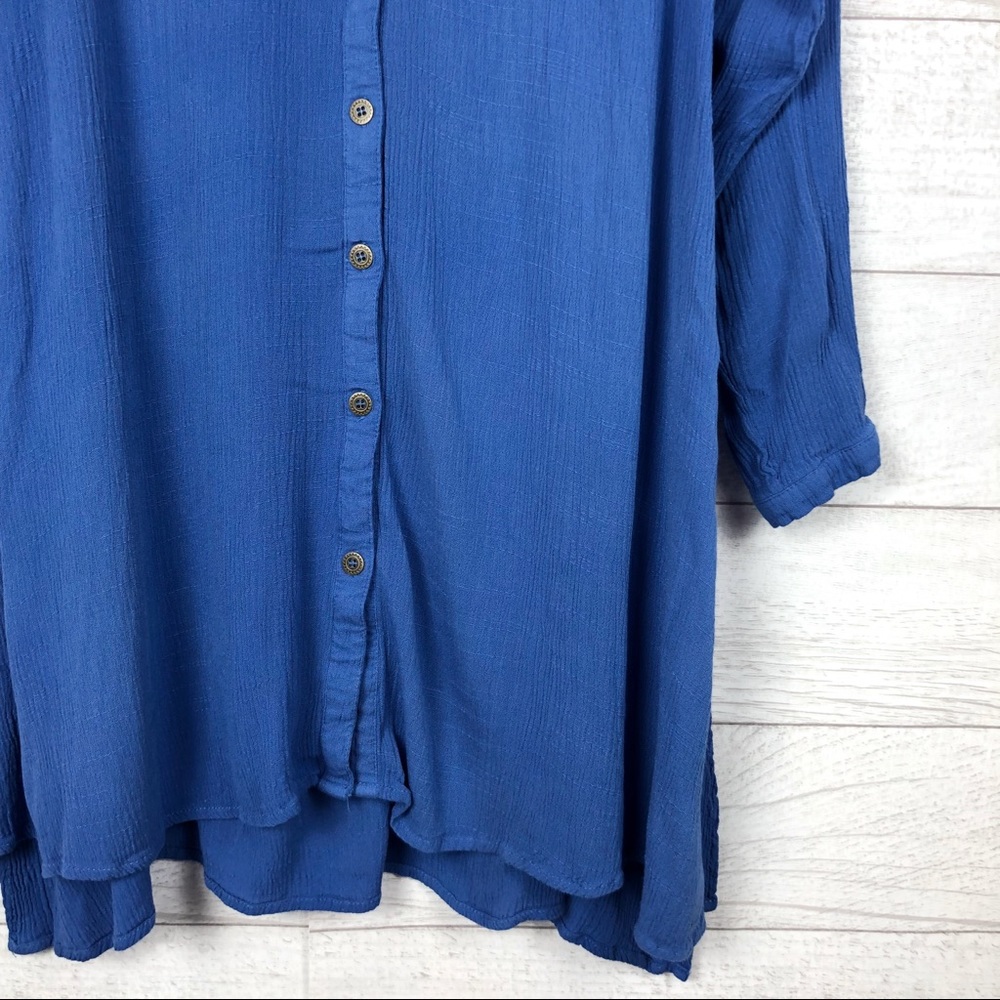 PINK BLUSH Blue Button Down Tunic Top Dress - Picture 4 of 8